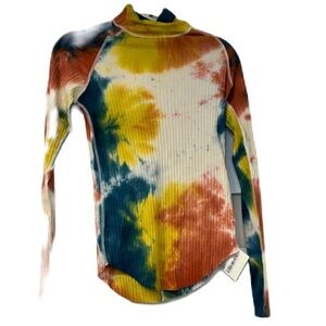 FYI girls NWT abstract tie dye turtleneck rib sz 18 designer casual fun top